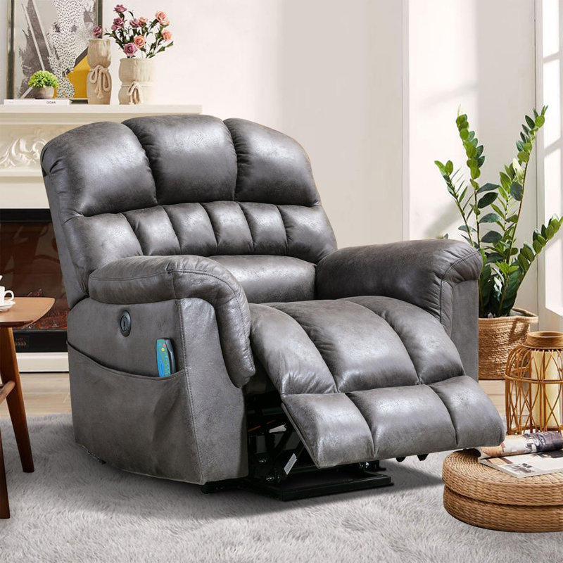 41.3 Wide Extra Large Power Lift Recliner Chair with Soothing Heat Massage Plush Comfort for Total Relaxation Latitude Run Upholstery Color